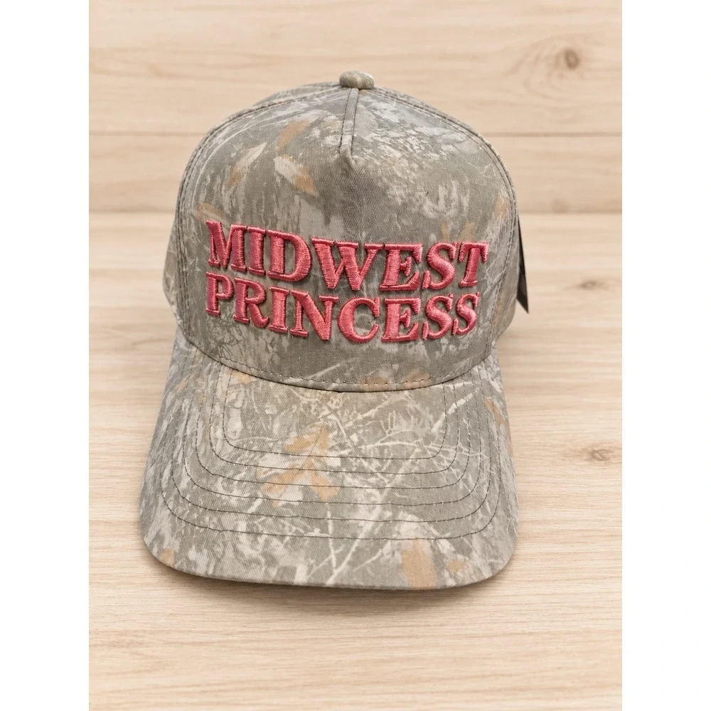 C.C. Boutique Midwest Princess Camo Trucker Hat Pink Embroidery Snapback Cap